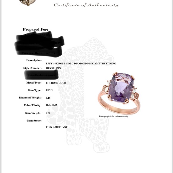 SOLD Effy 6.75ct Pink Amethyst And Diamond Ring $3,750 14kt Rose Gold - Picture 4 of 16
